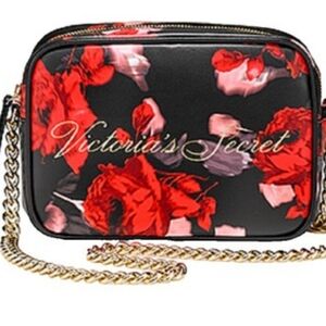 Victoria's Secret Black and Red Floral Crossbody Bag